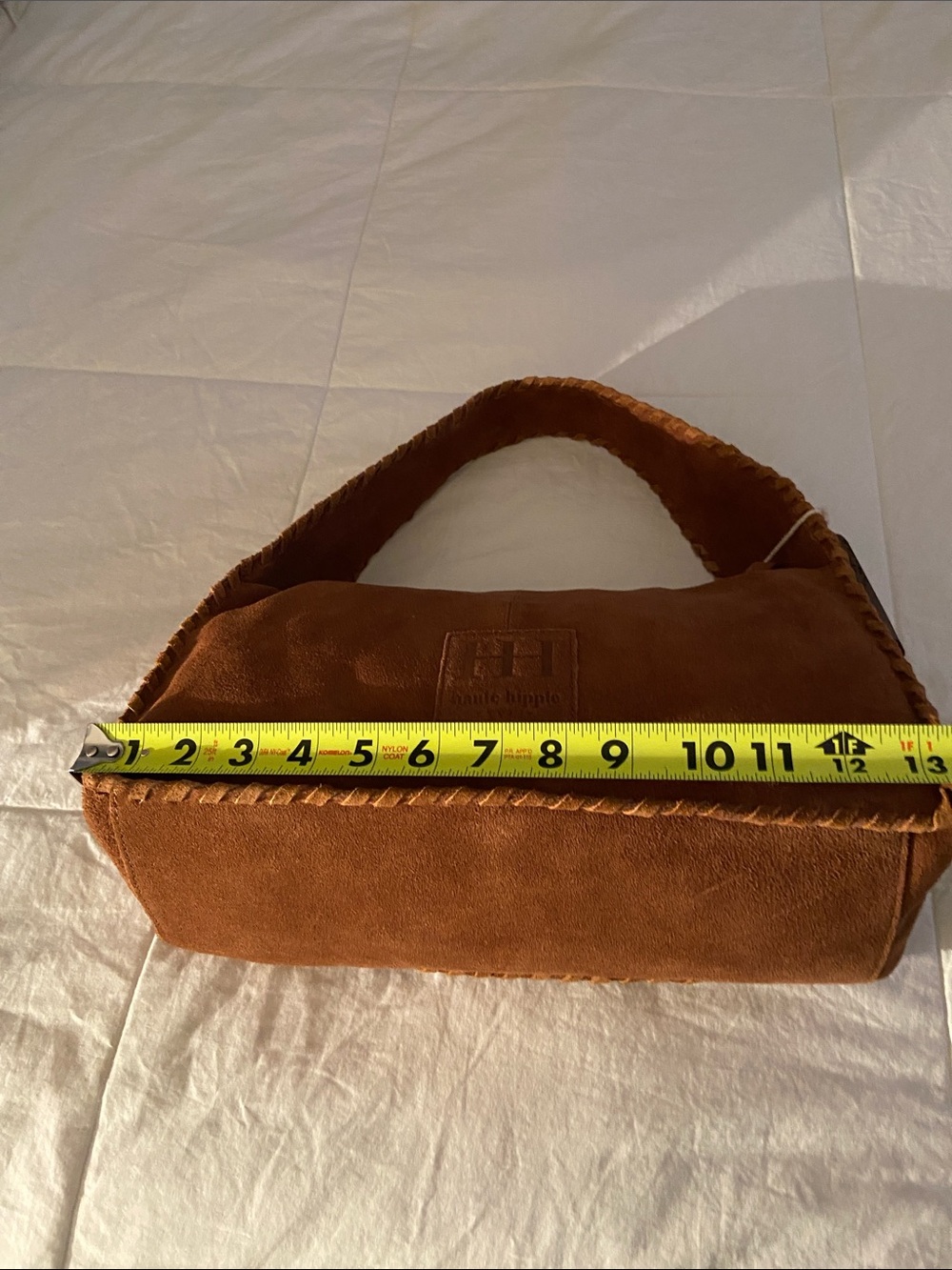 Haute Hippie Cognac Suede Woven-Trim Shoulder Bag - Picture 5 of 12